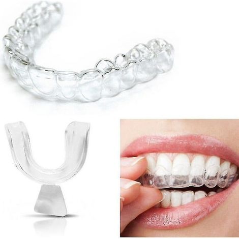Protège-dents nocturne en silicone souple anti-grincement des dents, gouttière dentaire de sommeil pour bruxisme, morsure confortable, taille unique, étui inclus.