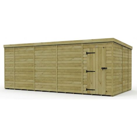 18ft x 9ft Pent Garden Shed Single Door No Windows - Pressure Treated Timber - L549 x W274 x H210 cm - Natural