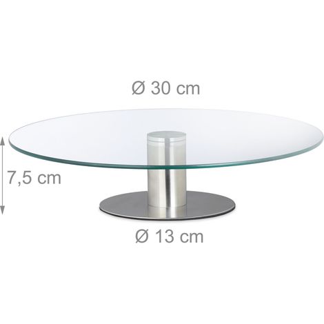 Pratico piatto per torte girevole per decorazioni e tagli 0,5 x 30 x 30 cm in vetro trasparente 130003757