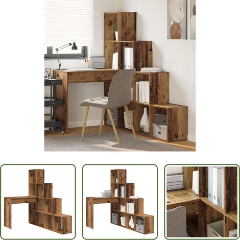 Schreibtisch mit Stauraum -  Eck-Schreibtisch Altholz 101,5 x 149,5 x 149,5 cm Holzwerkstoff (1/5)