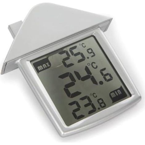 Perel Thermomètre de fenêtre, numérique, pour usage intérieur et extérieur, transparent (1/3)