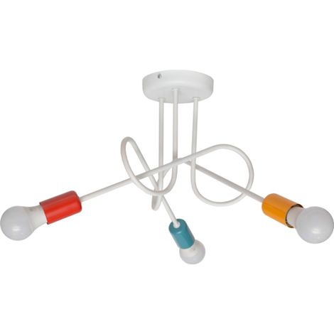 Helam OXFORD Plafonnier Semi-Encastré Multi Bras Blanc, Orange, Rouge, Turquoise 50cm
