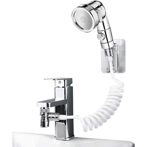 Duschset für Waschbecken, bestehend aus einer Handbrause und einem Teleskopschlauch, ideal zum Haarewaschen oder Reinigen des Waschbeckens. (1/5)