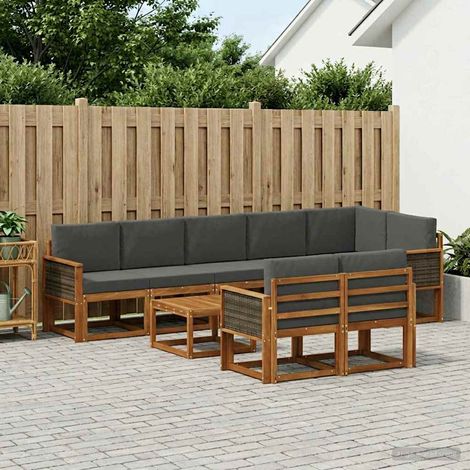 vidaXL Outdoor-Sofagarnitur 9 Stk. Natur und Anthrazit Polyester (1/5)