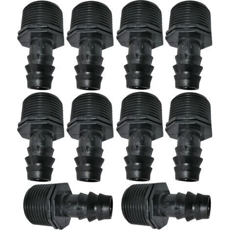 Lot de 10 Adaptateurs/raccords mâles cannelés Ø16mmx3/4'' de Tuyau Goutte à Goutte Filetage Externe (pour Tuyau de Ø16mm) - connecteur pour système d'irrigation/arrosage (1/4)