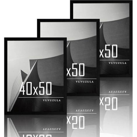 Schwarze Bilderrahmen 40x50cm Holz Fotorahmen MDF Rahmen 3er Set (1/5)