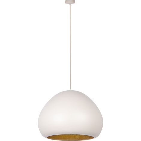 Suspension moderne dôme crème-or Ø52 LAVA E27 Sigma