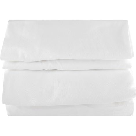 Housse de couette en coton lavé uni blanc, parure de lit complète avec taie d'oreiller, ensemble literie 1 pièce (1/5)