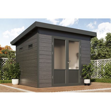 Wolff Finnhaus WPC Gerätehaus Nives 2724 28 Anthrazit/Hellgrau Gerätehaus aus Holz/Kunststoff in Anthrazitgrau, Geräteschrank mit 28 mm Wandstärke Gartenhaus (1/5)