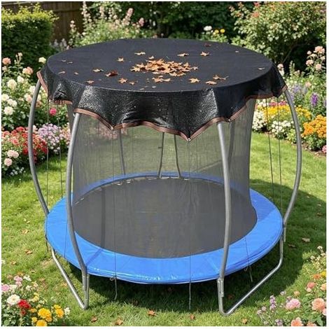 Trampolin-Sonnenschutz – Hochwertiges rundes, staubdichtes, UV-beständiges Netz mit Seil, winddichtes Sonnenschutzzelt für den Außenbereich - (1/5)