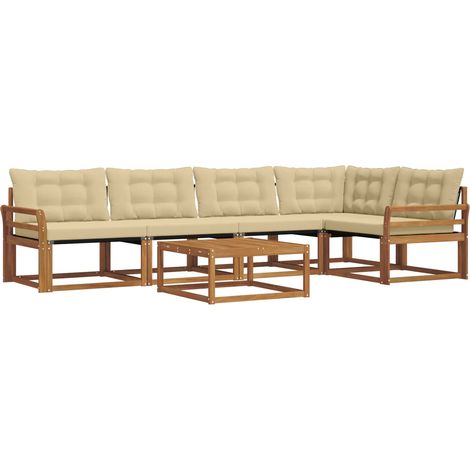 Ensemble de canapés d'extérieur 6 pcs Salon de jardin Naturel et Beige (1/5)