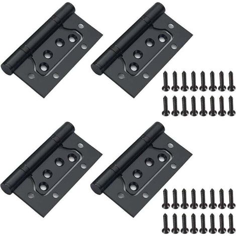 Lot de 4 Charnières Pliantes Noires Acier Inoxydable 100x50 mm Porte Bois Armoire (1/4)