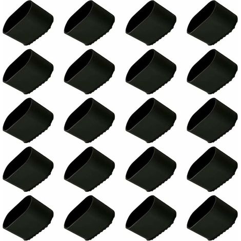 Stuhlbeinkappe, 20 Stück Stuhlbeinschutz, Bodenschutz, Fußkappen, Kunststoff Stuhlbein, Bodenschutz, Schutzkappe 40x20 mm für Ovalrohre, Rohrkappen für Gartenstühle
