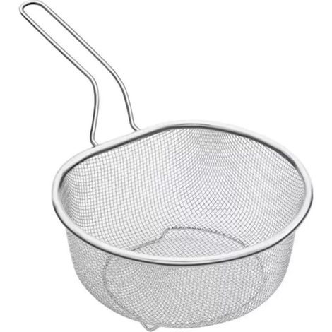 Bassin d'égouttage en acier inoxydable avec poignée, panier d'égouttage semi-circulaire en maille, grande passoire métallique.