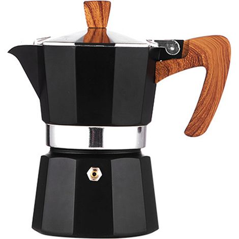Moka Pot - Aluminium Espresso Maker - Compatible Gas Electric Induction Stove - For Home Camping - 6 Cups (1/5)