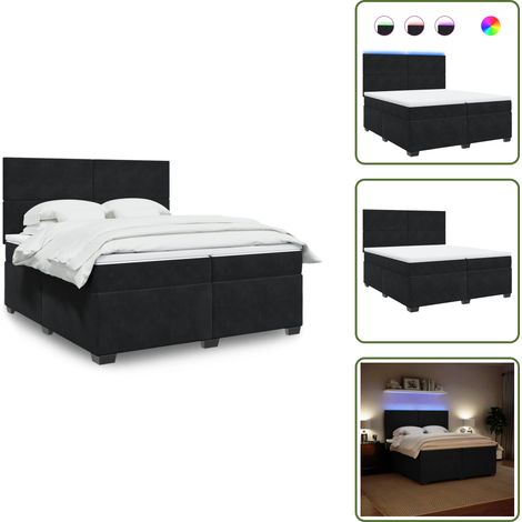 Boxspringbett mit Matratze Schwarz 200x200 cm Samt - Boxspringbett - Doppelbett - Samtbett - Samt - Massivholzbette (1/5)