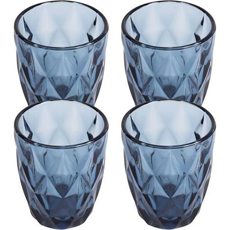 Vaso de cristal con relieve modelo aqua, 260 ml, 4 uds