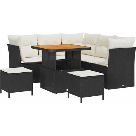 Maison Exclusive - Conjunto de sofás de jardín 8 pcs Negro ratán