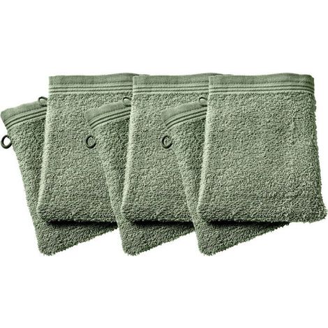 Gant de toilette éponge - COTON PUR - Spa Romarin - Lot de 6 - 15 x 21 cm - 400 g/m² (1/5)