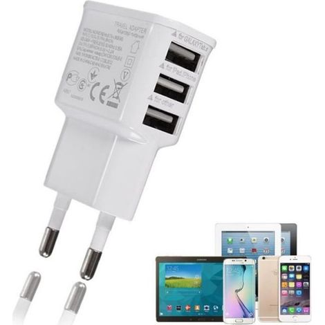 2A 3 Port USB Chargeur Secteur Mural Adaptateur Voyage Pr iPhone 6S Samsung iPsd