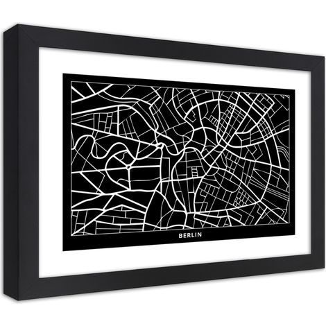 Quadro con cornice, Carta della città di Berlino - 30x20 (1/5)