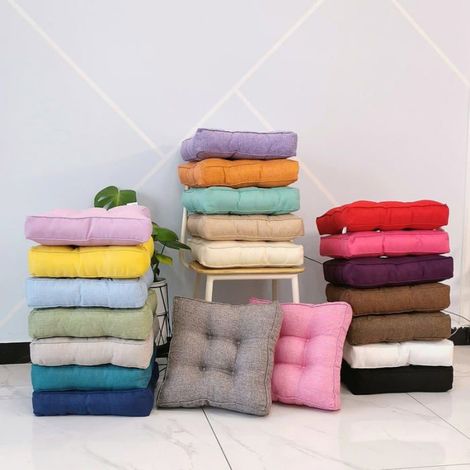 Coussin De Chaise - 40 x 40 x 10 cm - En Coton Et Polyester - Pour Jardin Bureau Salle À Manger - Noir (1/5)
