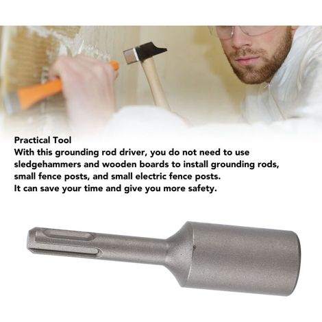 Frappeur de Terre SDS Plus - Embout de Pilotage pour Piquets de Mise à la Terre en Acier - 100mm / 3.9po avec Boîtier de Rangement - Compatible Toutes Marques (1/4)