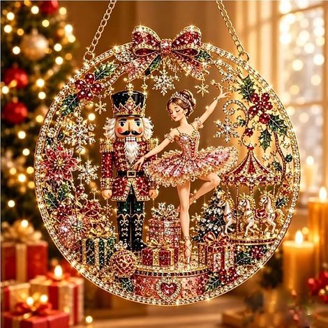 Weihnachtsdekoration – Kreativer runder 2D-Acrylanhänger, Fliegenschnäpper Typ B, 30 cm (1/5)