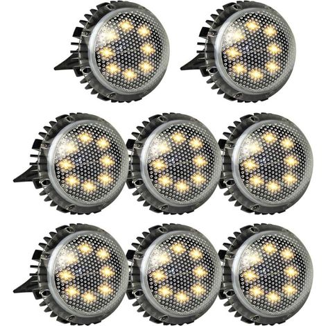 8PCS Lampe Solaire Extérieur Jardin 12x12x7cm Grand Taille Étanche IP67 Luminaire Solaire Extérieur pour Pelouse Étapes Cour Chemin (Lumière chaude) (1/5)