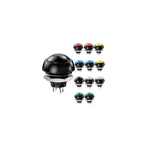 12 Stück wasserdichte 12-mm-Momentan-Drucktaster (SPST) Ein/Aus, 3 A/3 V–5 V–9 V–12 V–24 V–230 V AC, abnehmbare runde Tasten, für Autohupe, PC, Tischlampe, Haustürklingel (1/5)