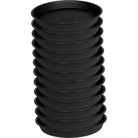 Plateau pour pot de fleurs noir 34,5 x 34,5 x 4 cm, 12 pots de fleurs, base en plastique pour jardin intérieur et extérieur (1/5)
