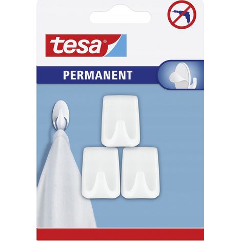 Ganci appendiabiti TESA, autoadesivi, rettangolari, piccoli, bianchi, 3 pezzi (1/3)
