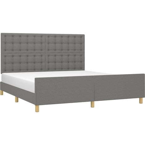 vidaXL Cadre de lit sans matelas gris foncé 160x200 cm tissu (1/5)