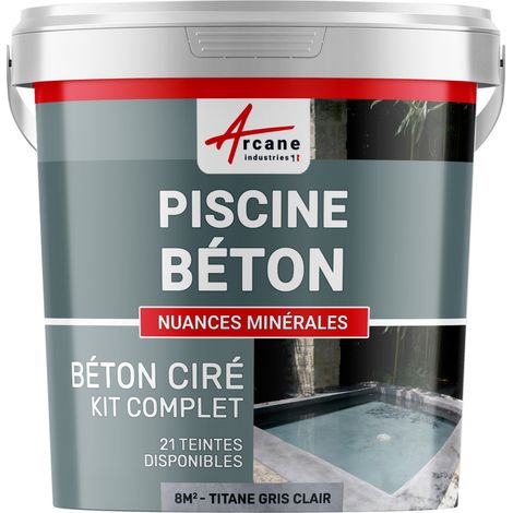 Enduit piscine, béton ciré, revetement piscine - 8 m² Titane Gris Clair - ARCANE INDUSTRIES (1/2)