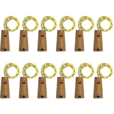 Lot de 12 guirlandes lumineuses pour bouteilles de vin, 2 m, 20 LED, haute qualité (1/5)