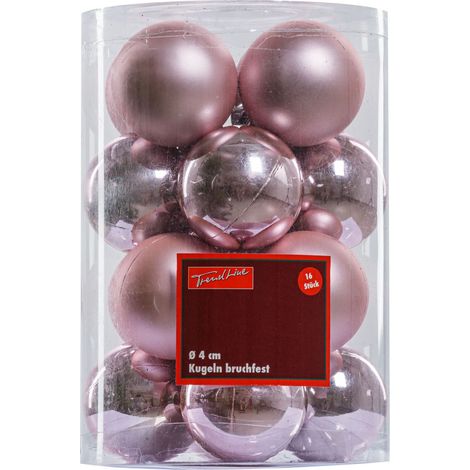 TrendLine Christbaumkugeln 16 Kugeln Ø 4 cm Rosa Weihnachtskugeln Weihnachten (1/2)