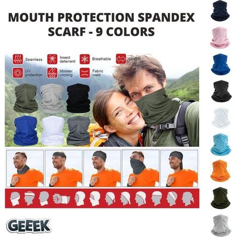 Masque de protection solaire d'été pour le cyclisme, la pêche et l'alpinisme, écharpe magique polyvalente, sèche et respirante, cache-cou en soie glacée fine (1/3)