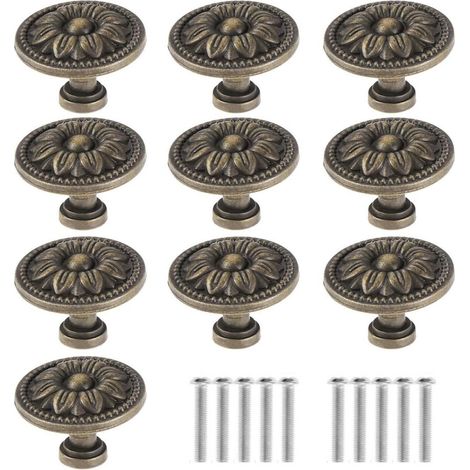 10 pièces bouton de porte vintage à motif pour meuble cuisine placard (1/5)