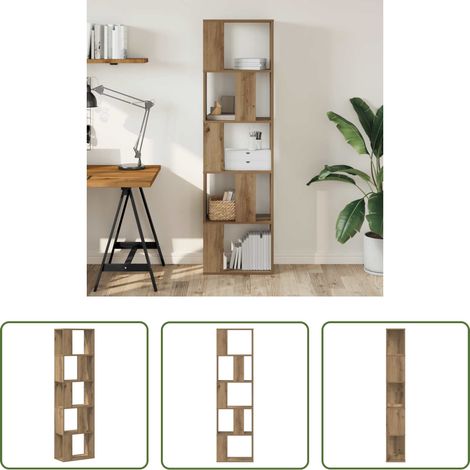vidaXL Stauraum - Bücherregal 5 Böden Artisan-Eiche 45x23,5x162,5 Holzwerkstoff (1/5)