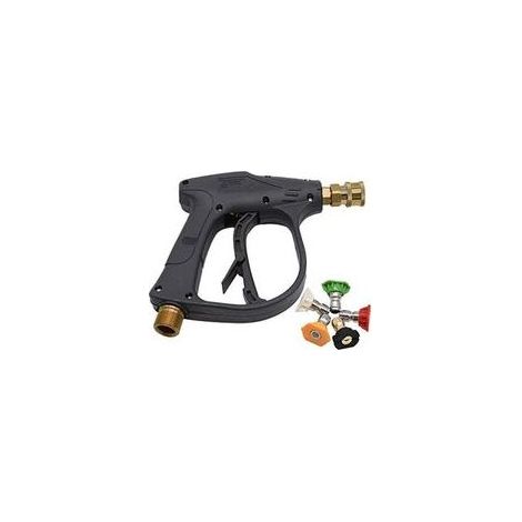 Pistolet Nettoyeur Haute Pression avec 5 Buses de Pulvérisation, 4000 PSI Mousse à Connexion Rapide 1/4", Jet à Filetage Mâle M22 pour Lavage de Voiture (1/4)