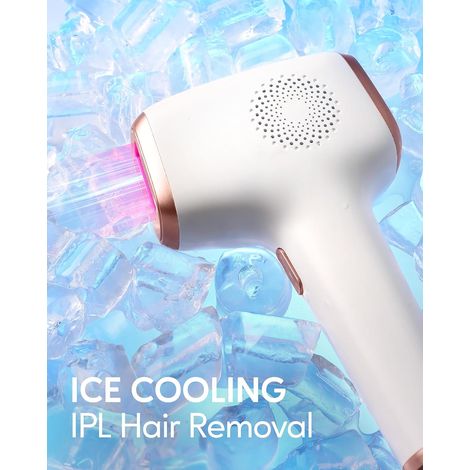 Épilation à la lumière pulsée (IPL) avec fonction de soin par le froid pour femmes, définitive, 999 999 flashs, appareil d'épilation IPL indolore, pour les aisselles, les jambes, les bras et le maillo (1/4)