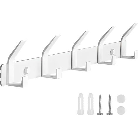Perchero moderno de pared en aluminio blanco con 10 ganchos y capacidad de 20 kg. (1/5)