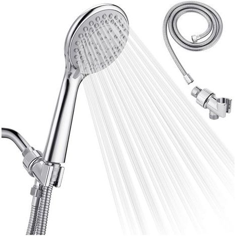 Ducha de mano extraíble con manguera, cabezal de ducha de alta presión, 5 funciones, manguera y soporte de acero inoxidable (1/4)