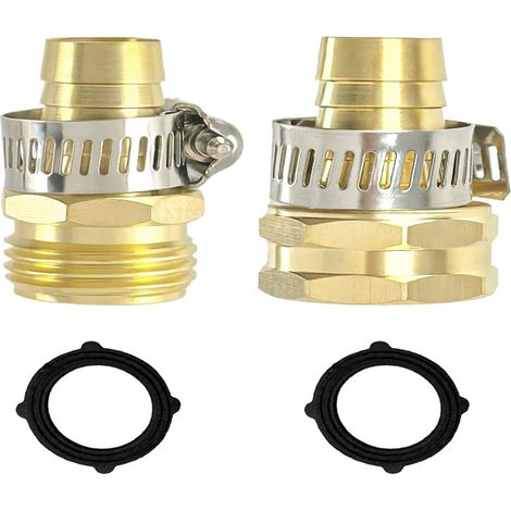 Kit de réparation pour tuyau d'arrosage : raccords rapides robustes en laiton 5/8 po, colliers de serrage en acier inoxydable résistant à la corrosion, lot de 2 raccords pour l'arrosage et l'entretien (1/5)