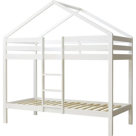 Letto a castello casetta legno bianco 90x190/90x190cm