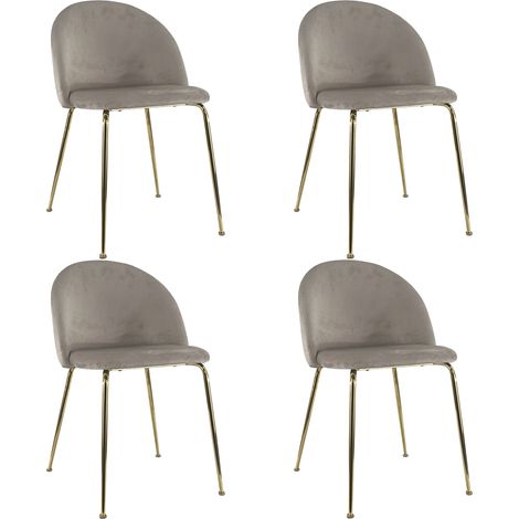 Marvin Sedia in Velluto e Oro Oslo da Sala Pranzo Con Gambe Metallo Dorate Seduta Imbottita Sedie Poltroncine Di Design Per Salotto Soggiorno Moderne Tortora - 4 Sedie (1/4)