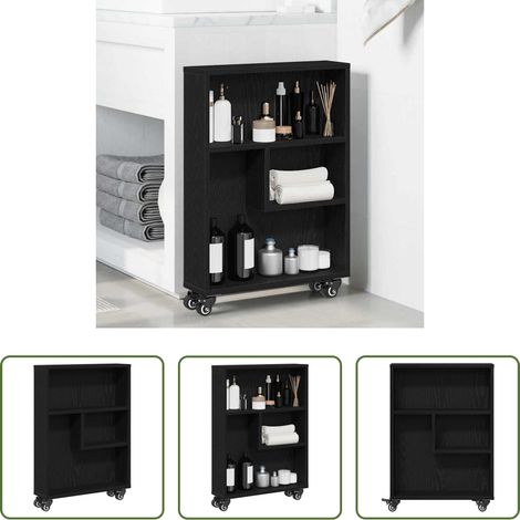 Schmaler Trolley -  Schmaler Aufbewahrungswagen Schwarz Eichen-Optik (1/5)