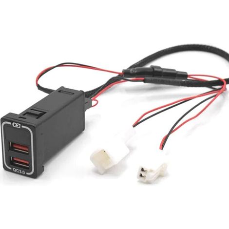 Caricabatterie rapido QC3.0 per porta USB auto per Camry Land 200 RAV4 Adattatore Voltmetro LED Blu Ghiaccio