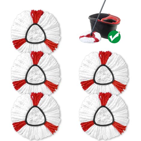 Lot de 5 têtes de balai de rechange compatibles avec les serpillères triangulaires pivotantes, microfibre, lavables en machine et faciles à remplacer (1/5)