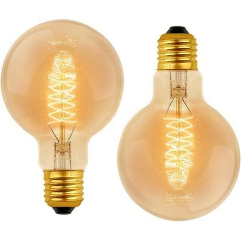 Ampoule Vintage Globe G80 E27 Dimmable 60W Blanc Chaud 2700K, 600lm, Ampoules de Décoration à Incandescence Rétro E27 Spirale Tungstène Filament Lampe, lot de 2 (1/5)